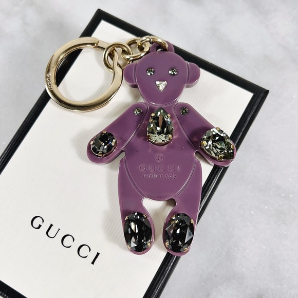 Gucci Rare Purple Crystal Bear Keychain/Bag Charm - Picture 3 of 6